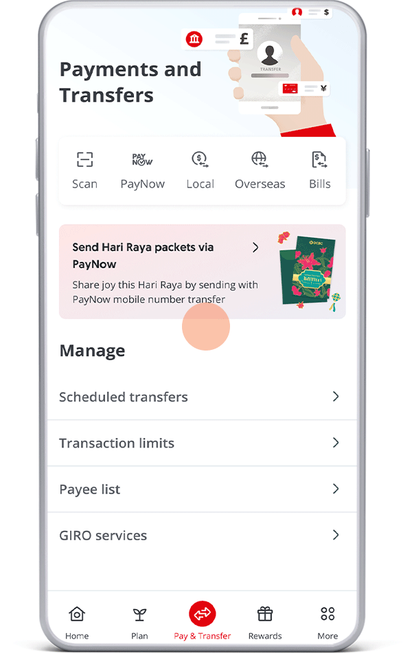 Tap on “Send Hari Raya packets via PayNow” and choose the recipient.