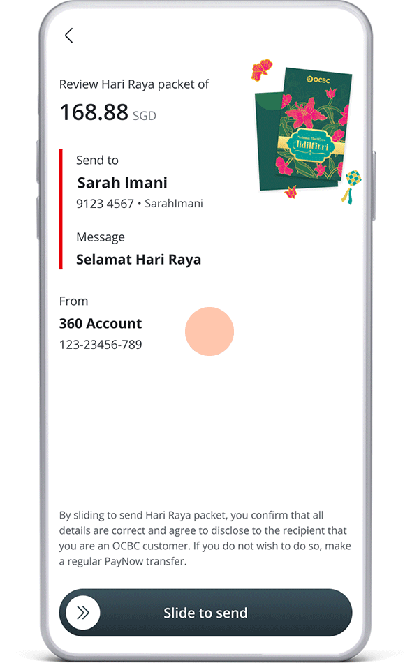 Review your transfer and slide to send your e-packet.