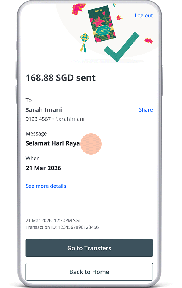 Tap on “Share” to send a special e-packet message.